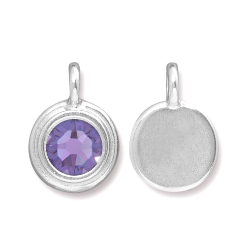 Charms & Solderable Accents Silver Plated Crystal Tanzanite Charm-December (Tanzanite)
